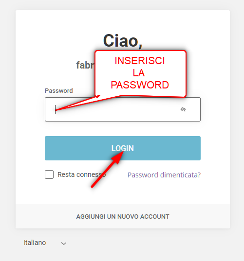 Come creare un sito web - inserisci password