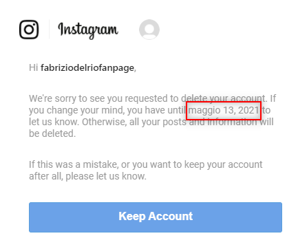 Come Eliminare un Account su Instagram senza perdere i dati! - elimina step 3