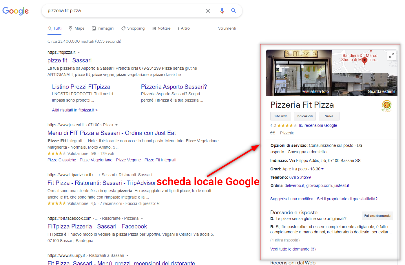 Come inserire la mia Azienda su Google? - esempio scheda locale google
