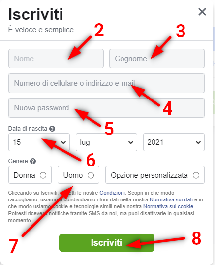 Iscrizione a Facebook: come fare un nuovo account - iscrizione a Facebook: compila i dati