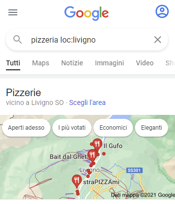 Local SEO: L’ottimizzazione per le Aziende locali - Local Search pizzeria a Livigno